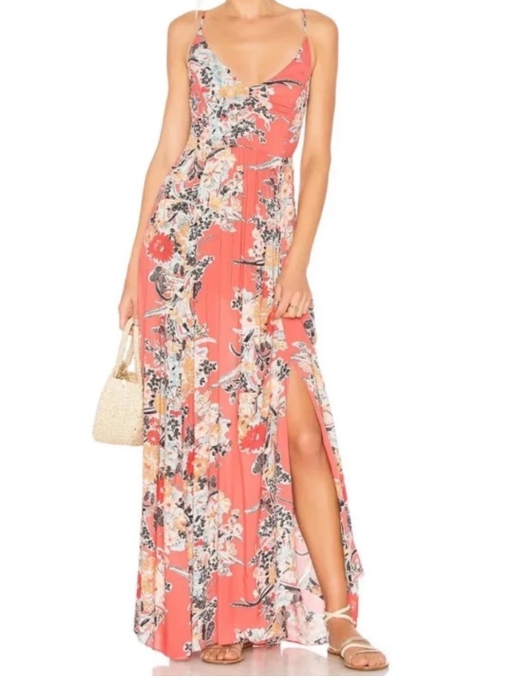 Free people Through the Vine Floral Maxi Dress Size Large Feminine Vacation